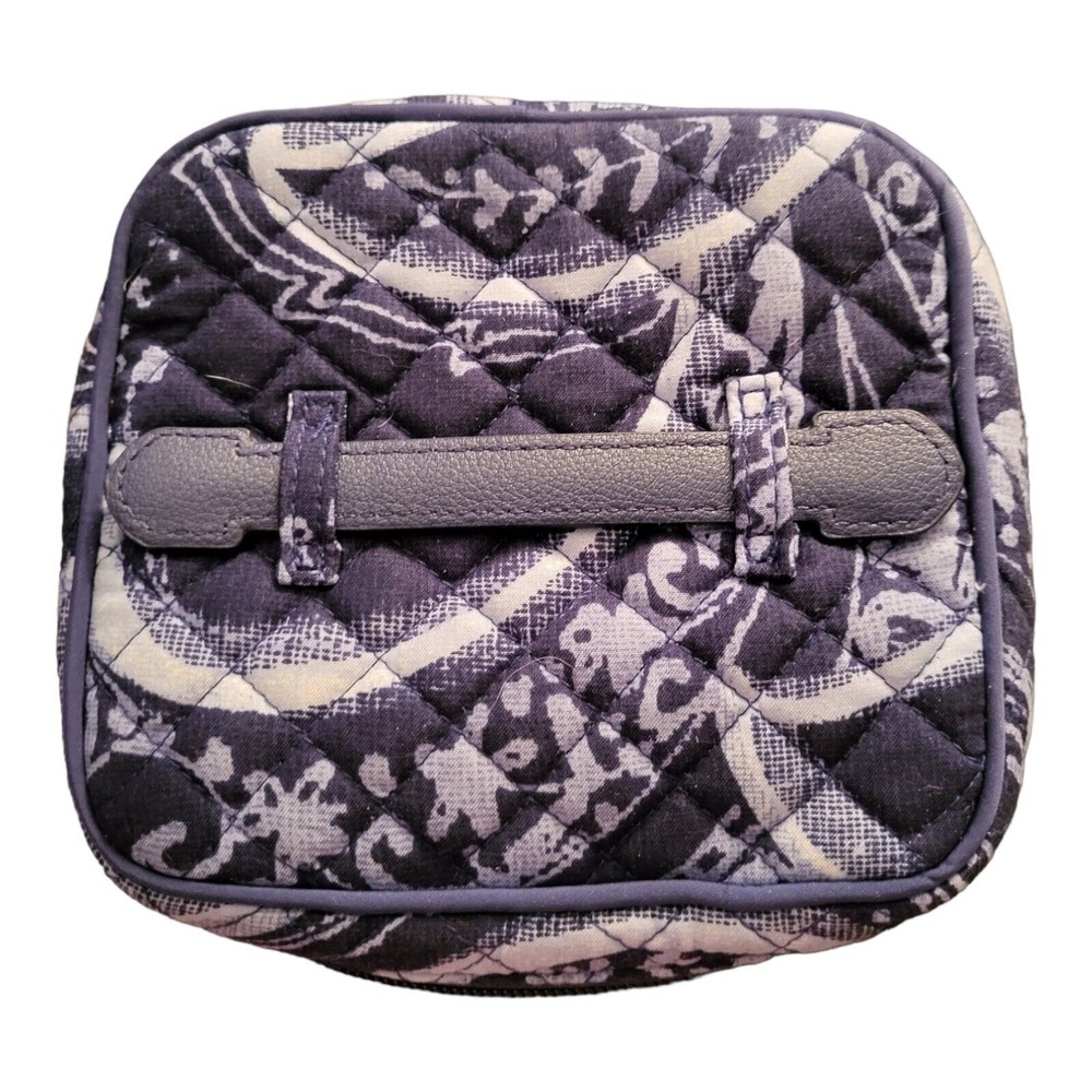 Vera Bradley Blue Paisley Jewelry Case Travel Organizer Bag Zip Around Cube EUC